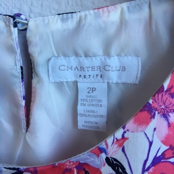 Charter Club Floral Keyhole Dress 2P - Picture 3 of 8